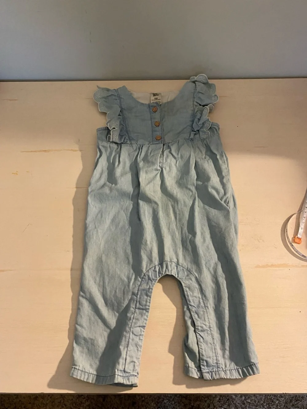 Oshkosh Bgosh Light Blue Ruffle Shoulder Kids Romper